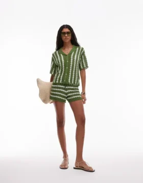 Camicia coordinata a righe in maglieria di Topshop
