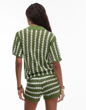 Camicia coordinata a righe in maglieria di Topshop