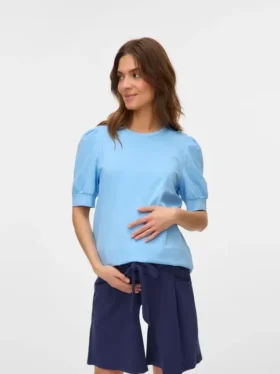 Camicia dalla vestibilità regolare con scollo rotondo e maniche a palloncino