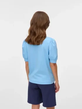 Camicia dalla vestibilità regolare con scollo rotondo e maniche a palloncino