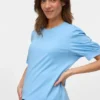 Camicia dalla vestibilità regolare con scollo rotondo e maniche a palloncino