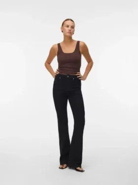 Jeans a vita alta e taglio svasato Vmselina