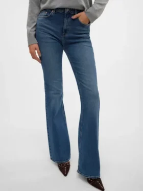 Jeans a vita alta e taglio svasato Vmselina