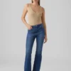 Jeans a vita alta e taglio svasato Vmselina