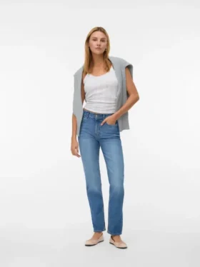 Jeans a vita alta e vestibilità dritta Vmelia