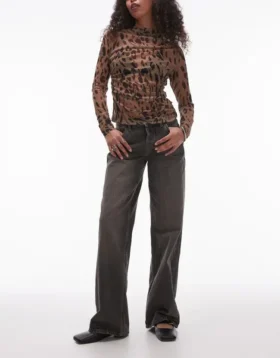 Jeans a vita bassa e gamba larga Topshop