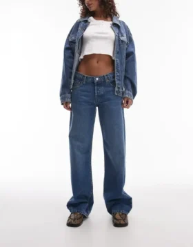 Jeans a vita bassa e gamba larga Topshop