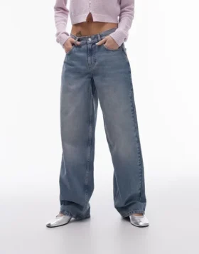 Jeans a vita bassa e vestibilità comoda di Topshop