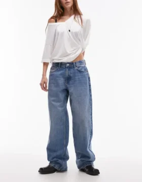 Jeans a vita bassa e vestibilità comoda di Topshop