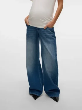 Jeans a vita media con gamba larga