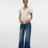 Jeans a vita media con gamba larga