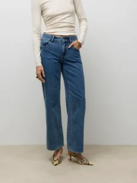 Jeans Awrena a vita media e gamba larga