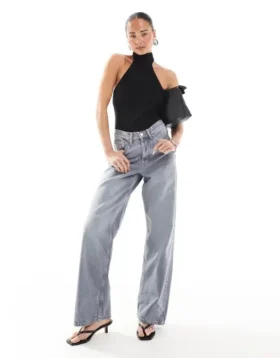 Jeans Topshop a vita media e vestibilità ampia