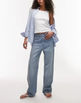 Jeans Topshop a vita media e vestibilità ampia