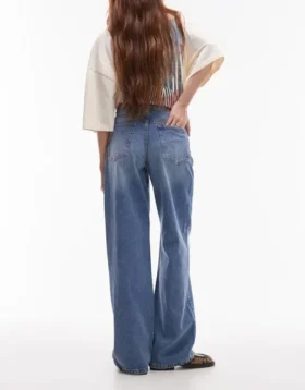 Jeans Topshop a vita media e vestibilità ampia