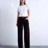 Jeans Tsember a vita bassa e gamba larga