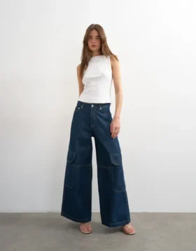 Jeans Tseva a vita media e gamba larga