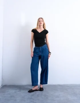 Jeans Tsmari a vita alta e gamba larga