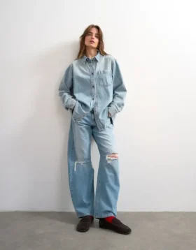 Jeans Tsnora a vita media e vestibilità Barrel