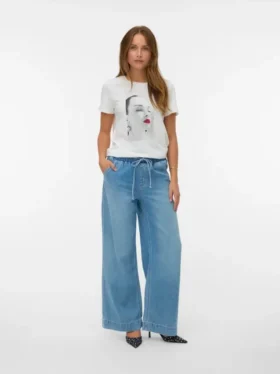 Jeans Vmallison a vita media e gamba larga