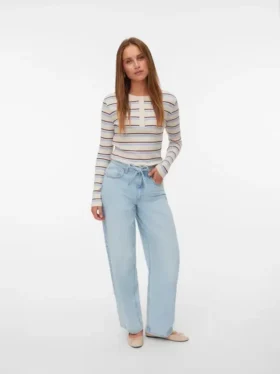 Jeans Vmestelle a vita alta e vestibilità a botte