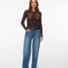 Jeans Vmsandie-Stretch a vita media e gamba larga