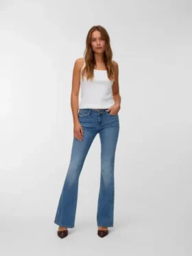 Jeans Vmsigi a vita bassa e taglio svasato