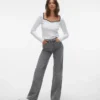 Jeans Vmtessa a vita alta e gamba larga