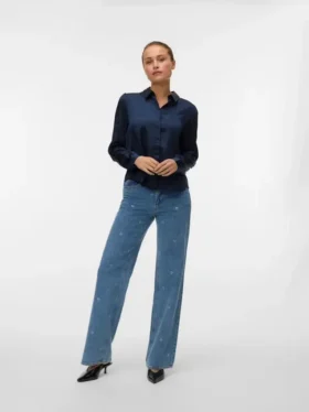 Jeans Vmtessa a vita alta e gamba larga