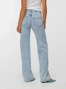Jeans Vmtessa a vita alta e gamba larga con strass