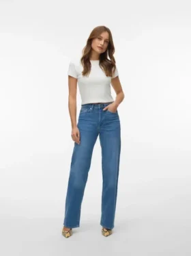 Jeans Vmtessa-Stretch a vita alta e gamba larga