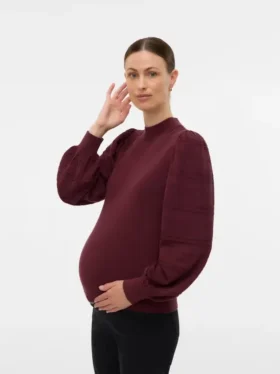 Maglione a vestibilità regolare con collo alto e maniche a palloncino