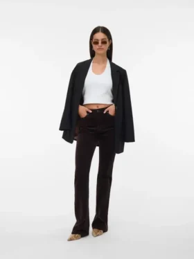 Pantaloni in velluto a coste a vita alta Vmsiga
