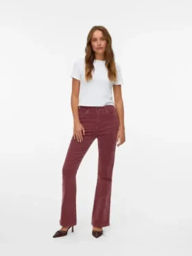 Pantaloni in velluto a coste a vita alta Vmsiga
