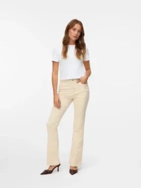 Pantaloni in velluto a coste a vita alta Vmsiga