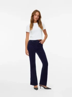 Pantaloni in velluto a coste a vita alta Vmsiga