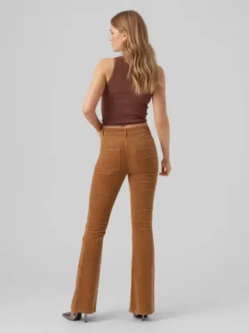 Pantaloni in velluto a coste a vita alta Vmsiga