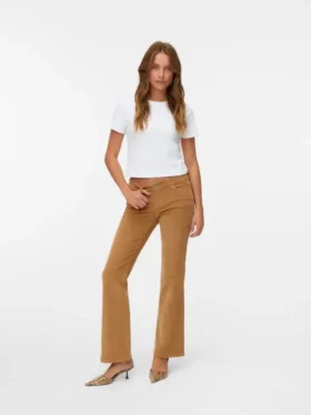 Pantaloni in velluto a coste a vita bassa Vmsigi