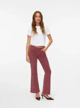 Pantaloni in velluto a coste a vita bassa Vmsigi