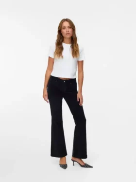 Pantaloni in velluto a coste a vita bassa Vmsigi