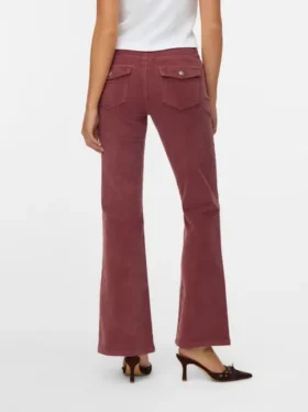 Pantaloni in velluto a coste a vita bassa Vmsigi