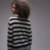 Polo a righe in maglieria leggera Topshop
