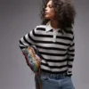 Polo a righe in maglieria leggera Topshop
