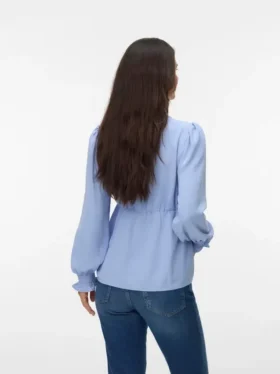 Top dalla vestibilità regolare con scollo a V e polsini elasticizzati