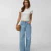 Vmsandie – Jeans cropped a vita media e vestibilità ampia in tessuto elasticizzato